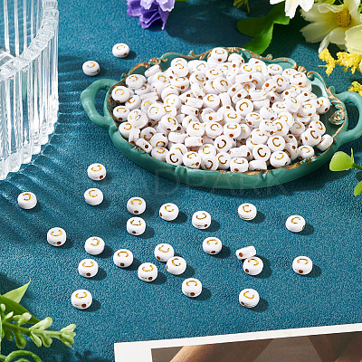 500Pcs Plating Acrylic Beads PACR-TADJ0001-01C-1