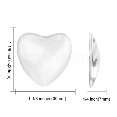 Transparent Glass Heart Cabochons GGLA-R021-30mm-1