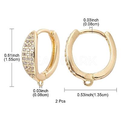 Brass Micro Pave Clear Cubic Zirconia Hoop Earring Findings ZIRC-YW0001-09G-1