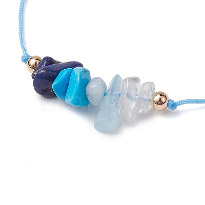 Gemstone Braided Bead Bracelet BJEW-JB11013-01-1