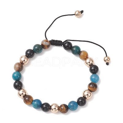 Natural & Synthetic Mixed Gemstone Beads Braided Beaded Bracelets for Women Men BJEW-JB13425-01-1