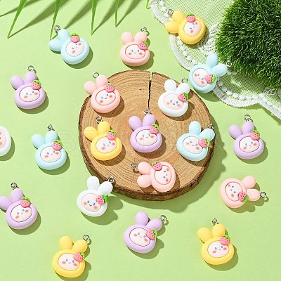 25Pcs 5 Colors Opque Resin Animal Pendants RESI-CJ0003-76-1