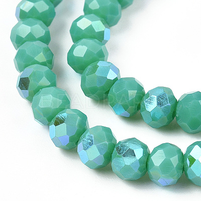 Electroplate Opaque Solid Color Glass Beads Strands EGLA-A034-P6mm-L25-1