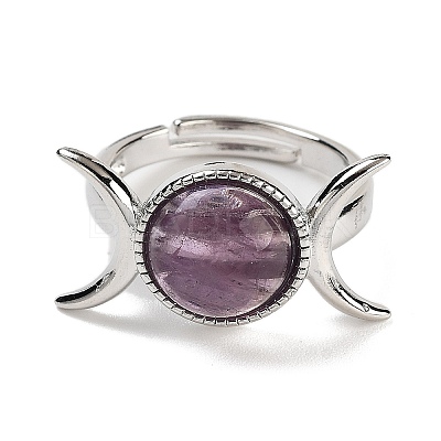 Natural Amethyst Adjustable Rings RJEW-K271-01P-07-1