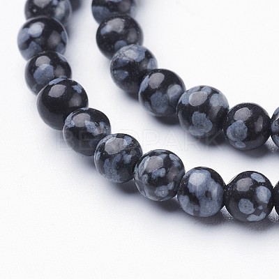 Natural Snowflake Obsidian Beads Strands X-GSR4mmC009-1
