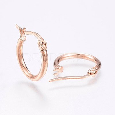 PVD Vacuum Plating 304 Stainless Steel Hoop Earrings EJEW-F105-12RG-1