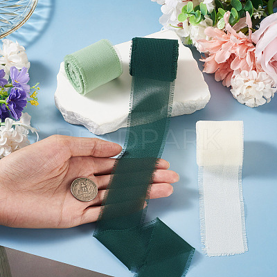 3 Rolls Polyester Raw Edges Ribbons SRIB-TAC0002-26F-1