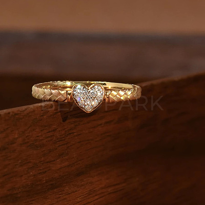 Heart 925 Sterling Silver Micro Pave Clear Cubic Zirconia Finger Rings FS-WGC3F33-05-1