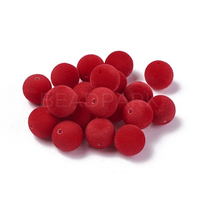 Flocky Acrylic Beads OACR-L011-C-06-1