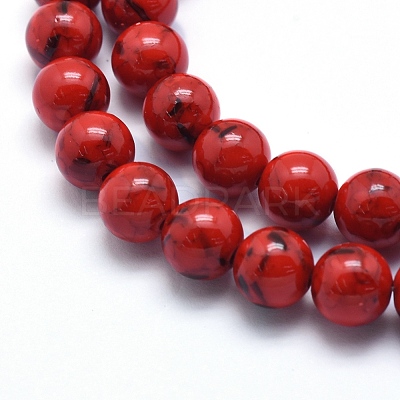 Sea Shell and Synthetic Turquoise Assembled Beads Strands G-G758-11-10mm-1