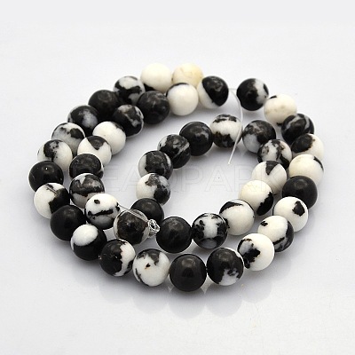 Round Natural Zebra Jasper Gemstone Beads Strands G-N0120-31-8mm-1