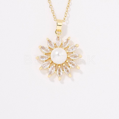 Fashionable Brass Clear Cubic Zirconia Pendant Cable Chain Necklaces for Women FN2830-4-1