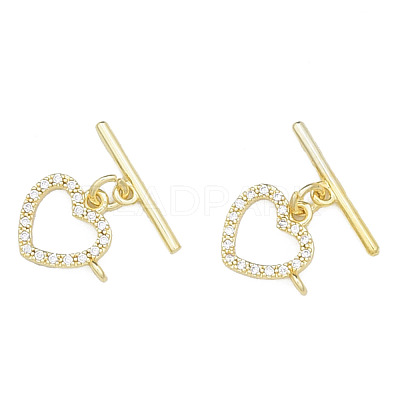 Brass Micro Pave Clear Cubic Zirconia Toggle Clasps KK-N259-03-1