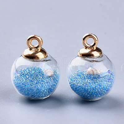 Transparent Glass Globe Pendants X-GLAA-S181-06G-1