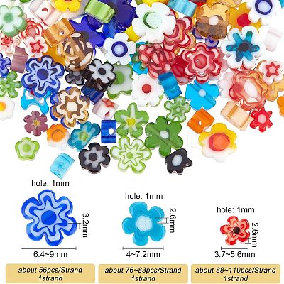 3 Strands 3 Style Handmade Millefiori Glass Bead Strands LAMP-OC0001-50B-1