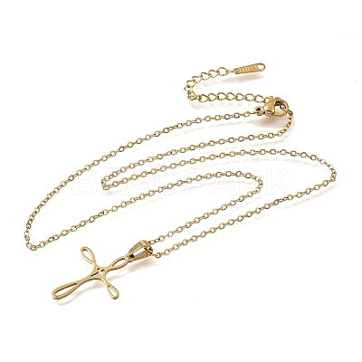 304 Stainless Steel Religion Cross Pendant Necklaces SA-CBAB727-02G-1