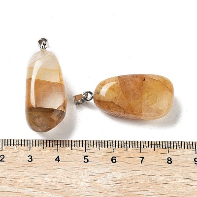 Natural Yellow Hematoid Quartz Pendants G-P525-01P-04-1