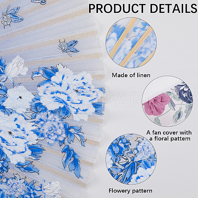 1Pc Bamboo & Silk Folding Fan AJEW-CN0003-91B-1