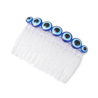 Resin Evil Eye Bead & Plastic Hair Combs PHAR-JH00093-02-1