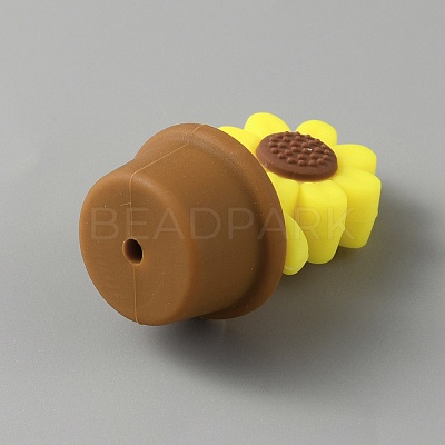 Sunflower Silicone Beads LS-SIL-WH0008-40A-1
