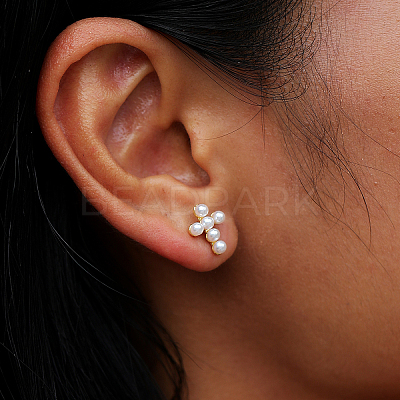 Elegant Cross Brass Stud Earrings XC2050-1