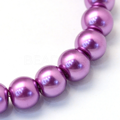 Baking Paint Pearlized Glass Pearl Round Bead Strands X-HY-Q003-4mm-16-1