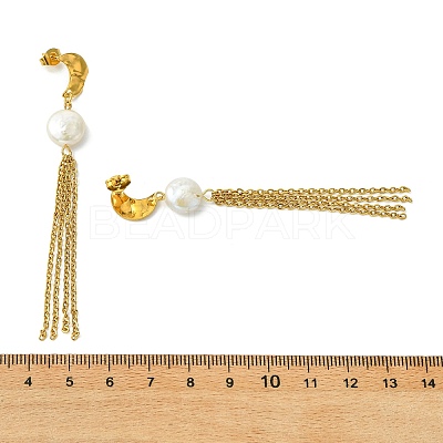 304 Stainless Steel Stud Tassel Earrings for Women EJEW-JE07185-1