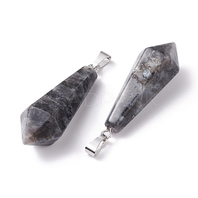 Natural Larvikite Pointed Pendants G-I314-02P-10-1