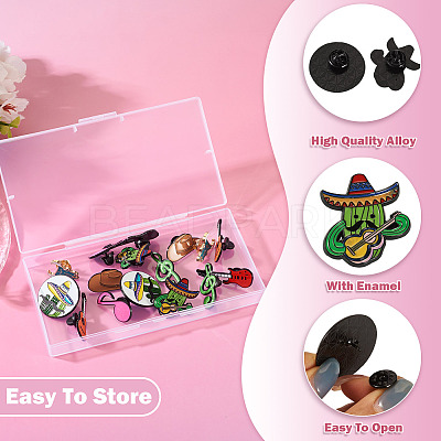16Pcs 8 Styles Western Music Theme Enamel Pin JEWB-TA0001-29-1