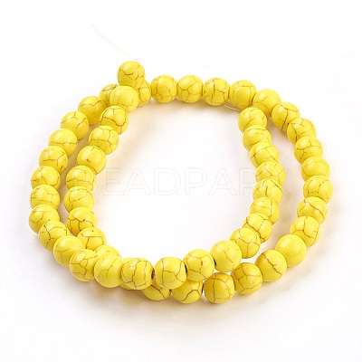 1 Strand Synthetic Turquoise Round Beads Strands X-TURQ-G106-8mm-02I-1