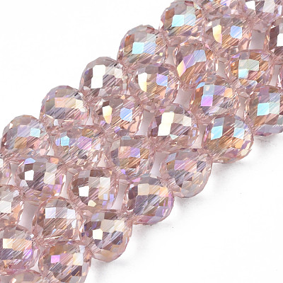 Electroplate Transparent Glass Beads Strands EGLA-N002-26-C01-1
