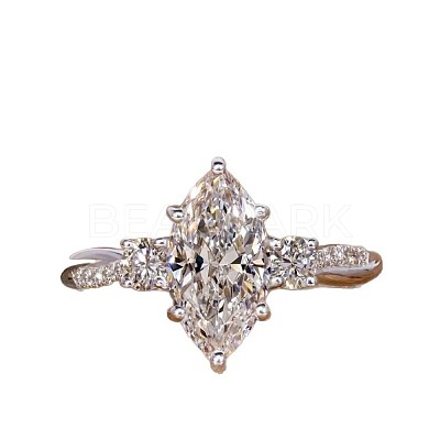 Brass Micro Pave Clear Cubic Zirconia Finger Rings FS-WG5249E-02-1