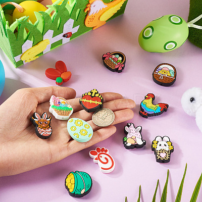 12Pcs 12 Styles Easter Silicone Focal Beads SIL-TA0002-56-1