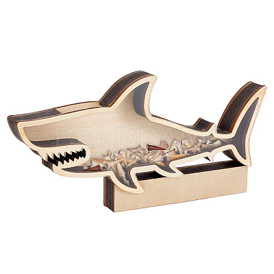 Shark Shape Wood Display Box DIY-WH0430-991-1