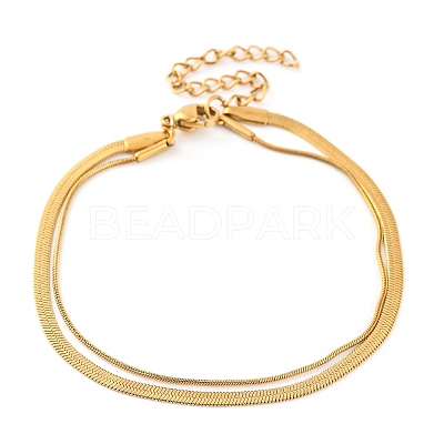 304 Stainless Steel Multi-Strand Chain Bracelets BJEW-G711-03C-G-1
