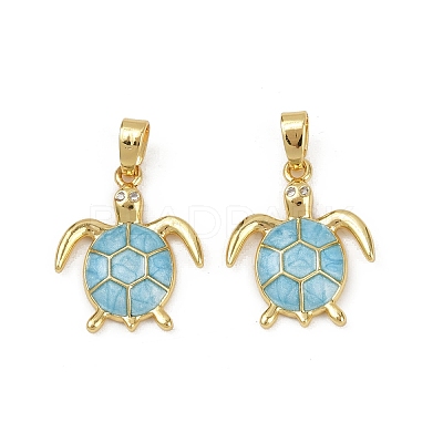 Brass Micro Pave Cubic Zirconia Pendants X-KK-C093-09G-02-1