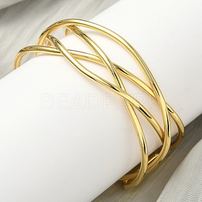 Brass Cuff Bangles for Women BJEW-F513-06G-1