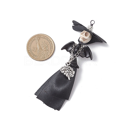 Halloween Polyester & Alloy & Synthetic Turquoise & Brass Big Pendants PALLOY-JF04559-1