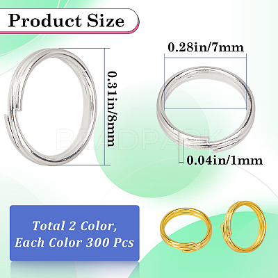 600Pcs 2 Colors Brass Split Rings KK-SP0001-82B-1