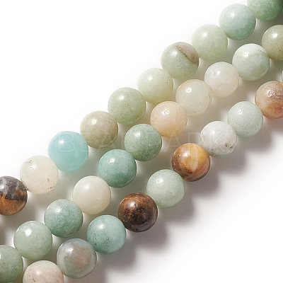 Natural Flower Amazonite Beads Strands G-YW0001-25-1