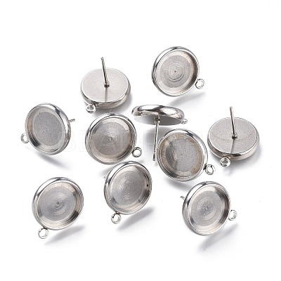 Non-Tarnish 304 Stainless Steel Stud Earring Settings STAS-I161-01E-P-1