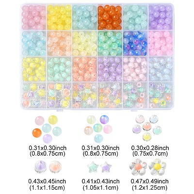 516Pcs 21 Style Acrylic Round Beads DIY-YW0008-09-1