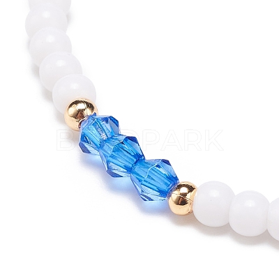 Resin Evil Eye & Acrylic Beaded Stretch Bracelet for Women BJEW-JB08609-1