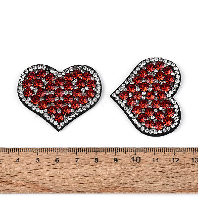 Heart Hotfix Glass Rhinestone with Cloth Patches PATC-T002-02D-1