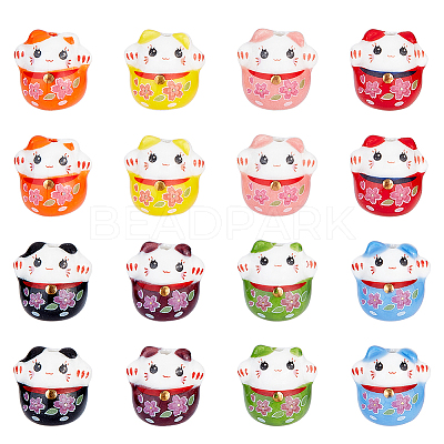16Pcs 8 Colors Printed Handmade Porcelain Beads PORC-OC0001-11-1