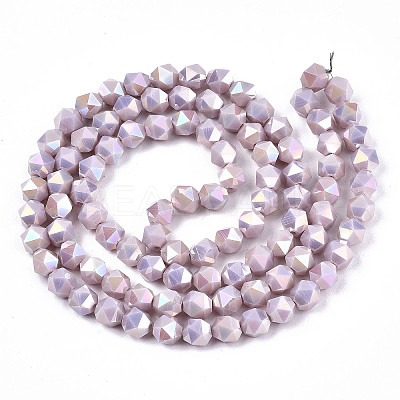 Electroplate Opaque Glass Beads Strands LS-EGLA-T019-05R-1