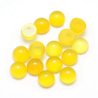 Natural Yellow Agate Cabochons X-G-P393-R06-4mm-1