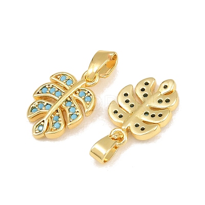 Brass Micro Pave Sky Blue Cubic Zirconia Charms CU-CBAA571-03G-1