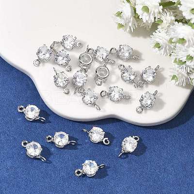 SHEGRACE Brass Pave Cubic Zirconia Flat Round Connector Charms XGRQ2O361-435A-P-1