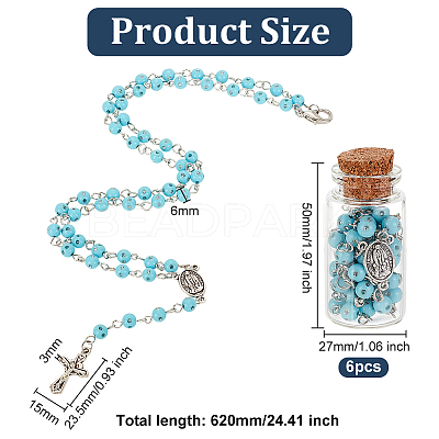 Sky Blue Acrylic Rosary Bead Necklaces NJEW-AB00002-1